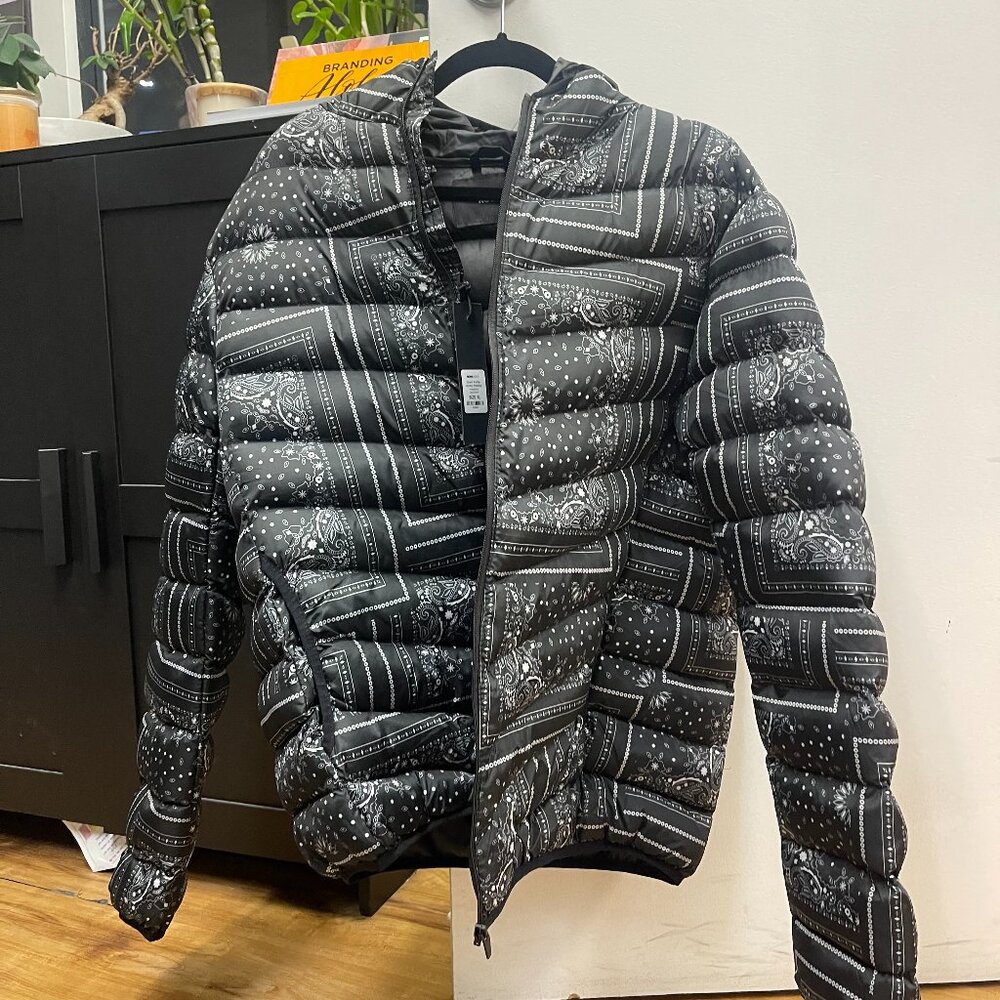 Fashion Nova Bandana Pattern Puff Jacket